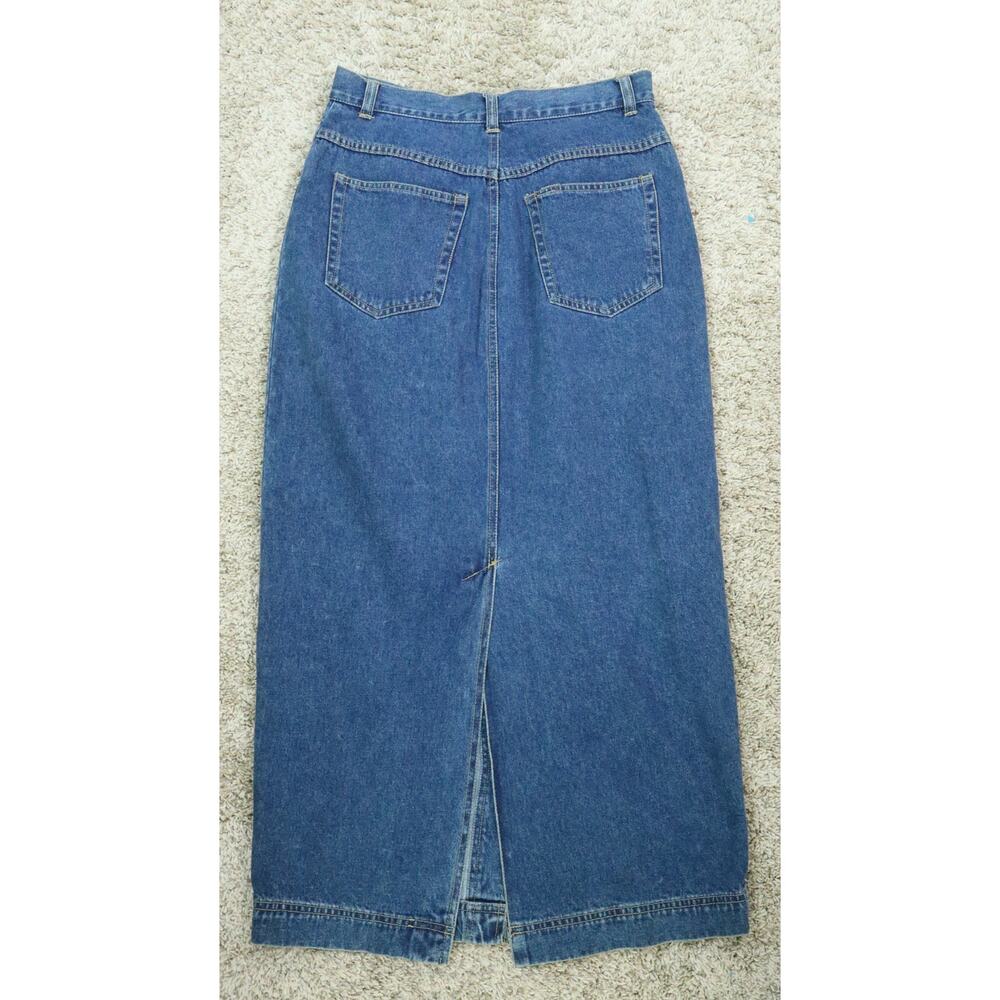 Vintage 90s Y2K Carole Little Sport Button Front Denim Midi Skirt Long Womens 8 - Picture 2 of 8
